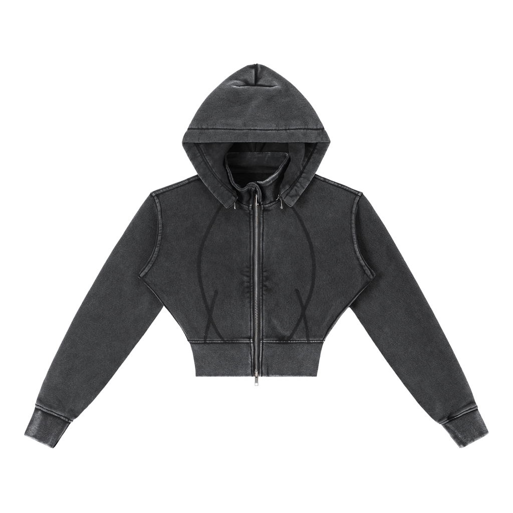 Truly tre Vintage Washed Cropped Fleece Hoodie