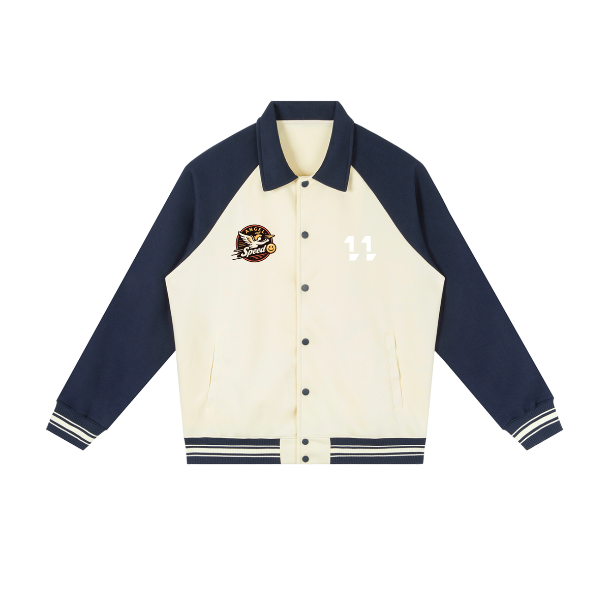 Angel speed  9/7/2026 <Raglan Sleeve Baseball Jacket