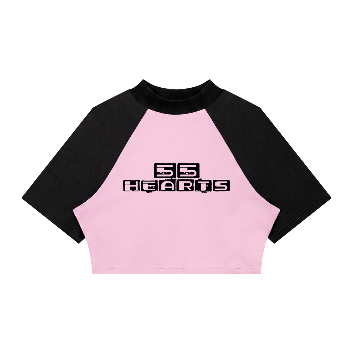 55 hearts Women’s Color Block Raglan Crop T-Shirt