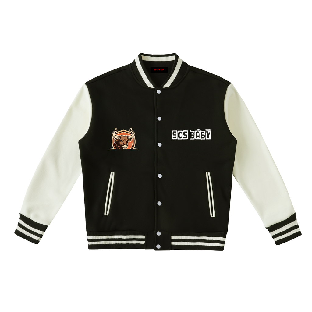 Dra day Two-Tone Fleeced Varsity Jacket