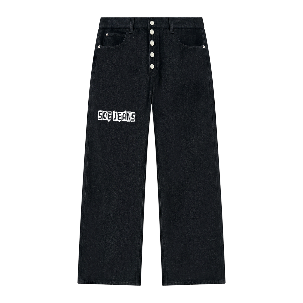 Soe Men's Vintage Wash Wide Leg Denim Jeans