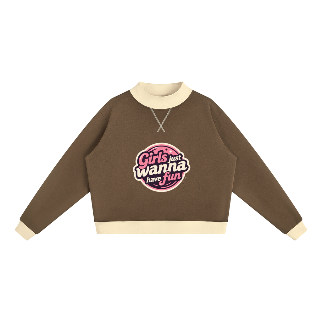 Gjwhf Women’s Mock Neck Crewneck Sweatshirt