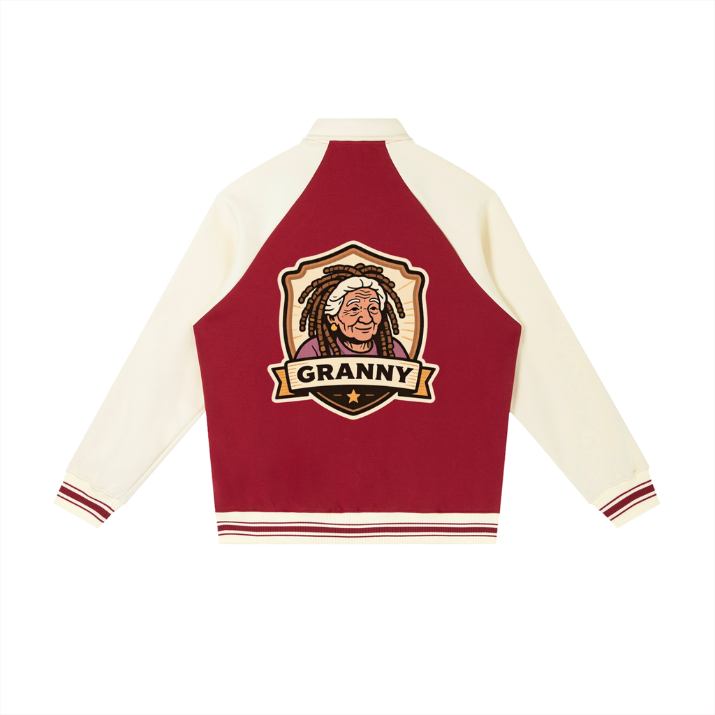 Granny baby Contrast Raglan Sleeve Baseball Jacket