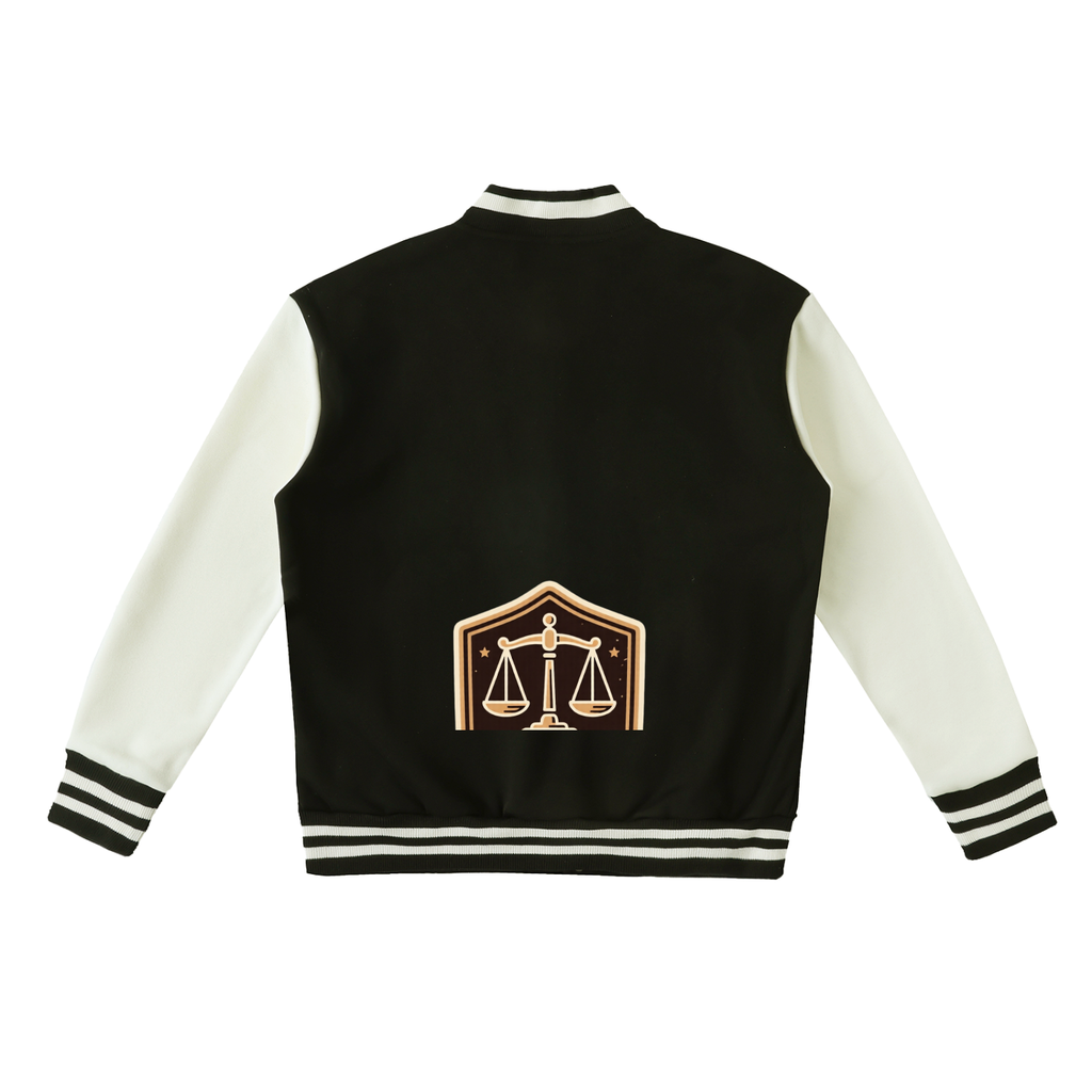 Justice Libra scale Two-Tone Fleeced Varsity Jacket