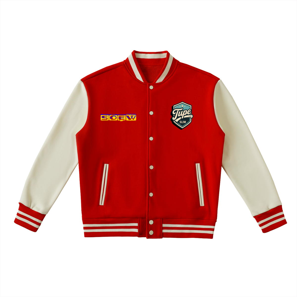 Tupe Slim Two-Tone Fleeced Varsity Jacket