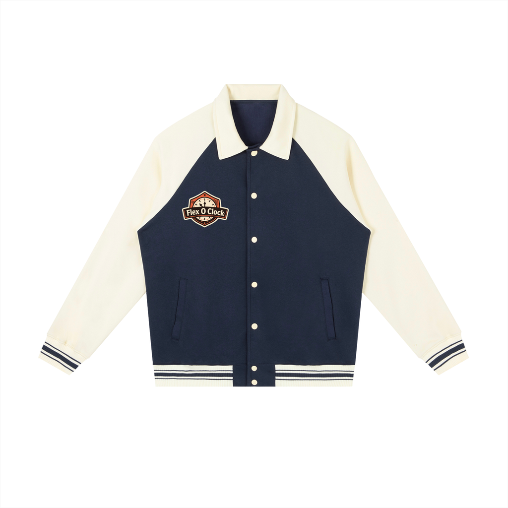 Flex o clock Contrast Raglan Sleeve Baseball Jacket