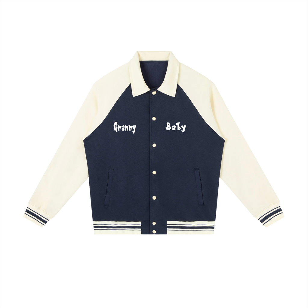 Granny baby Contrast Raglan Sleeve Baseball Jacket