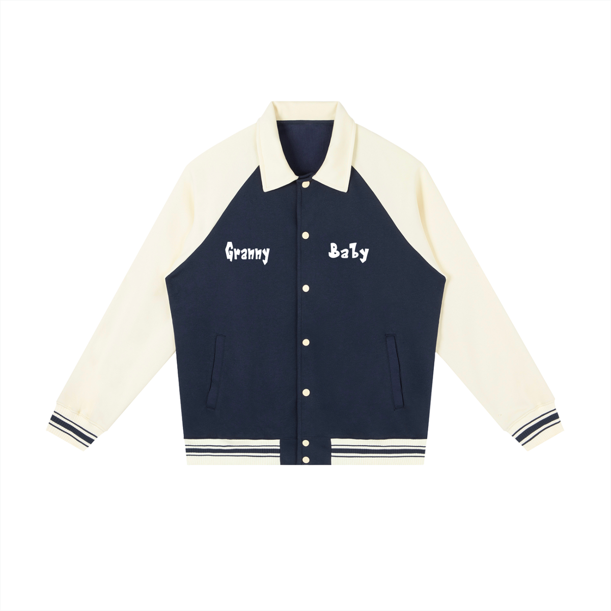 Granny baby Contrast Raglan Sleeve Baseball Jacket