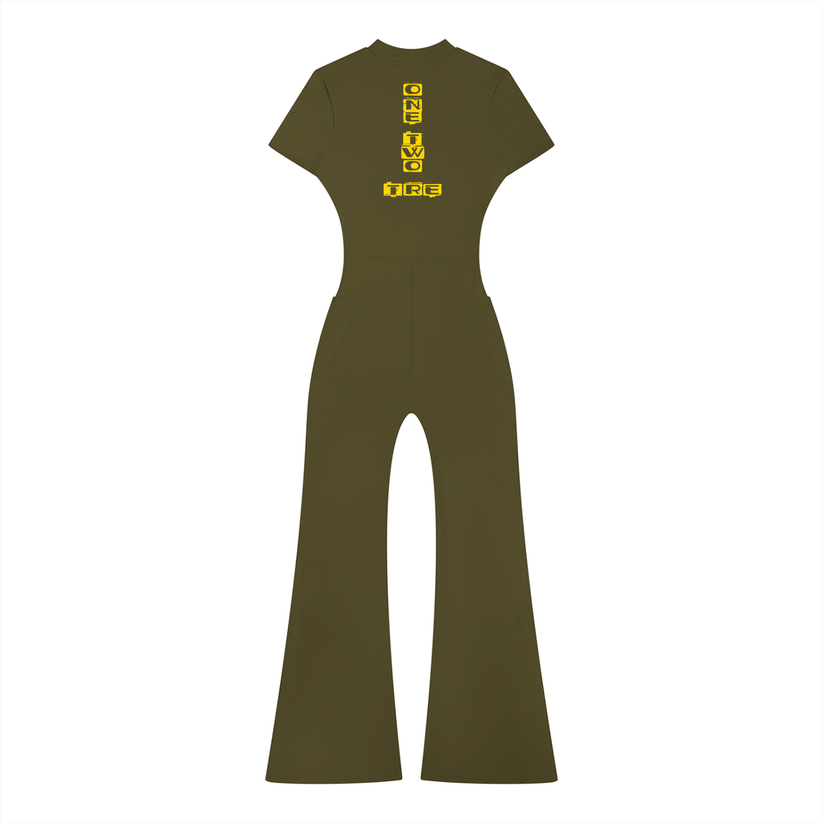 One two tre Women’s Tight Flared Leg Quarter-Zip Jumpsuit