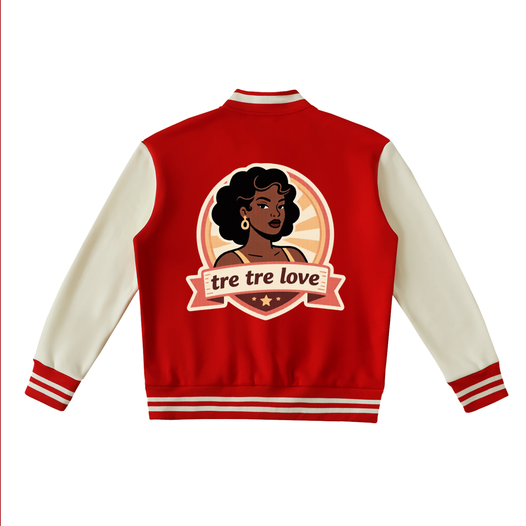 Tre Tre Love Two-Tone Fleeced Varsity Jacket