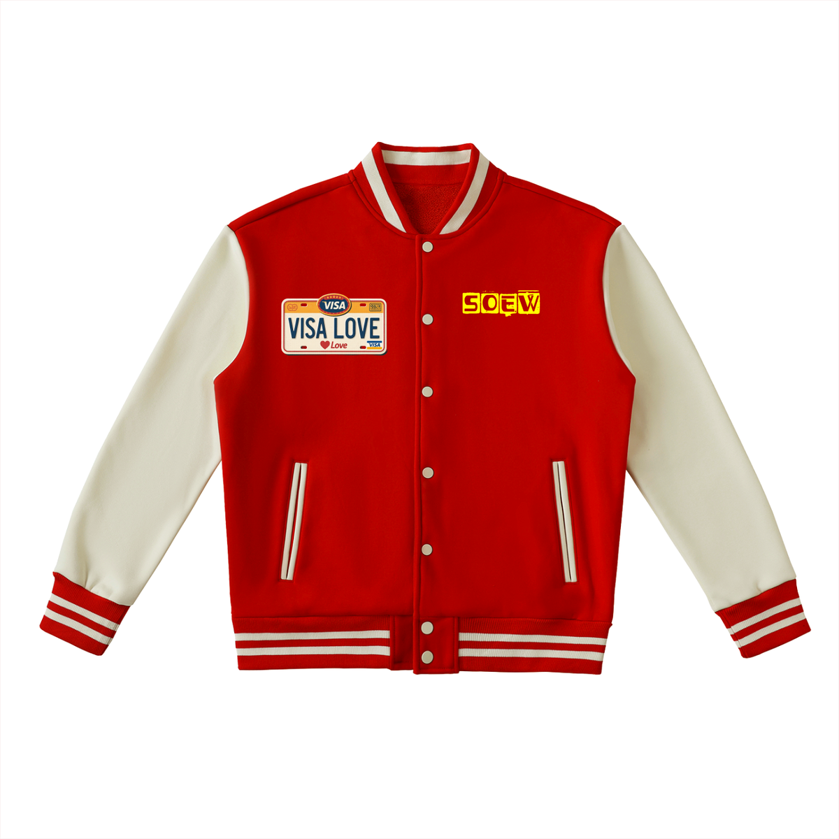 Visa Love Two-Tone Fleeced Varsity Jacket