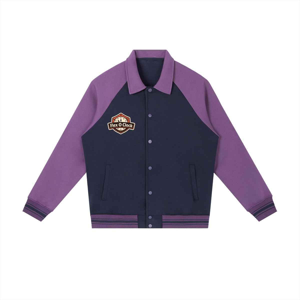 Flex o clock Contrast Raglan Sleeve Baseball Jacket