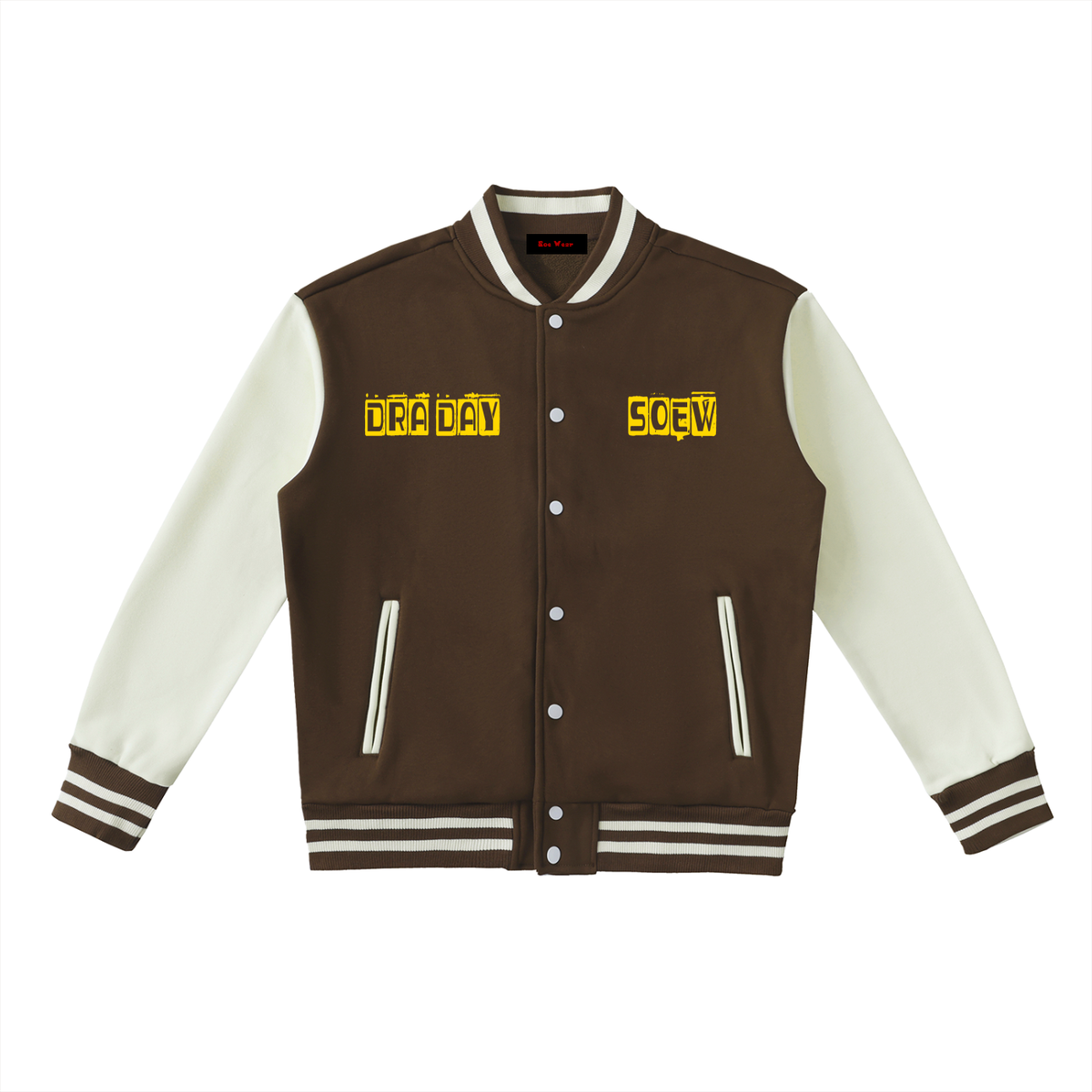 Dra day Two-Tone Fleeced Varsity Jacket