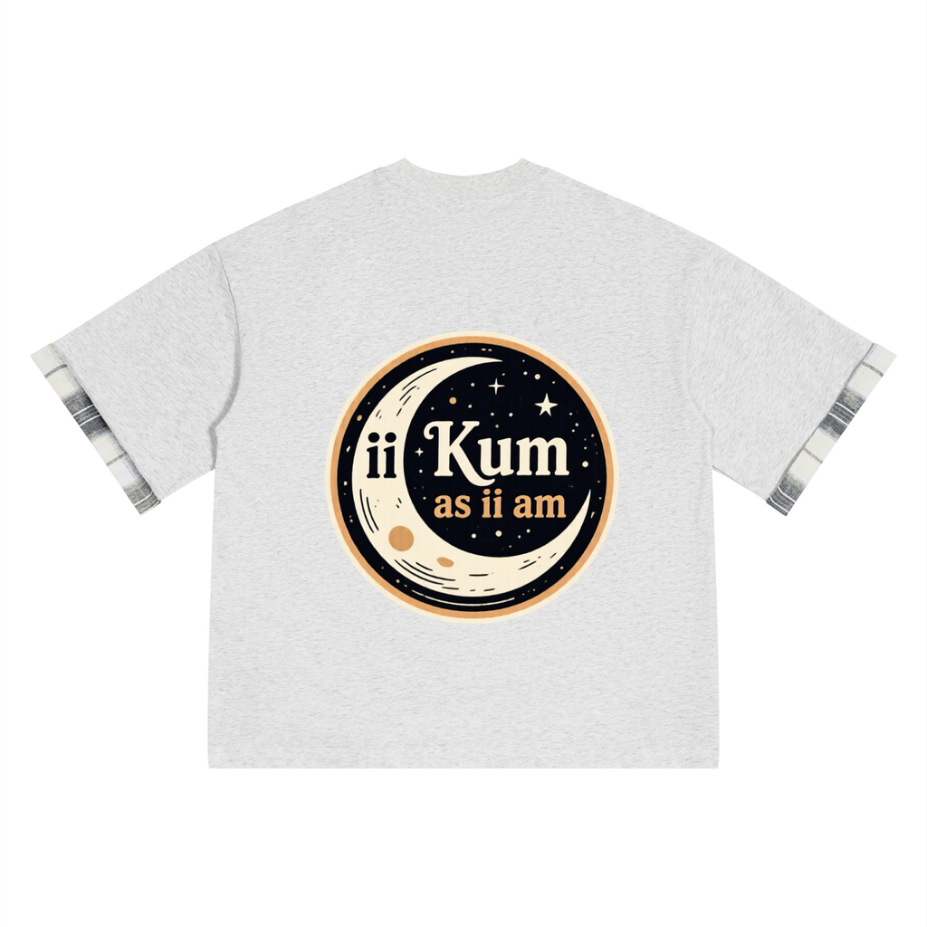 ii kum as ii am Unisex Plaid Paneled T-Shirt
