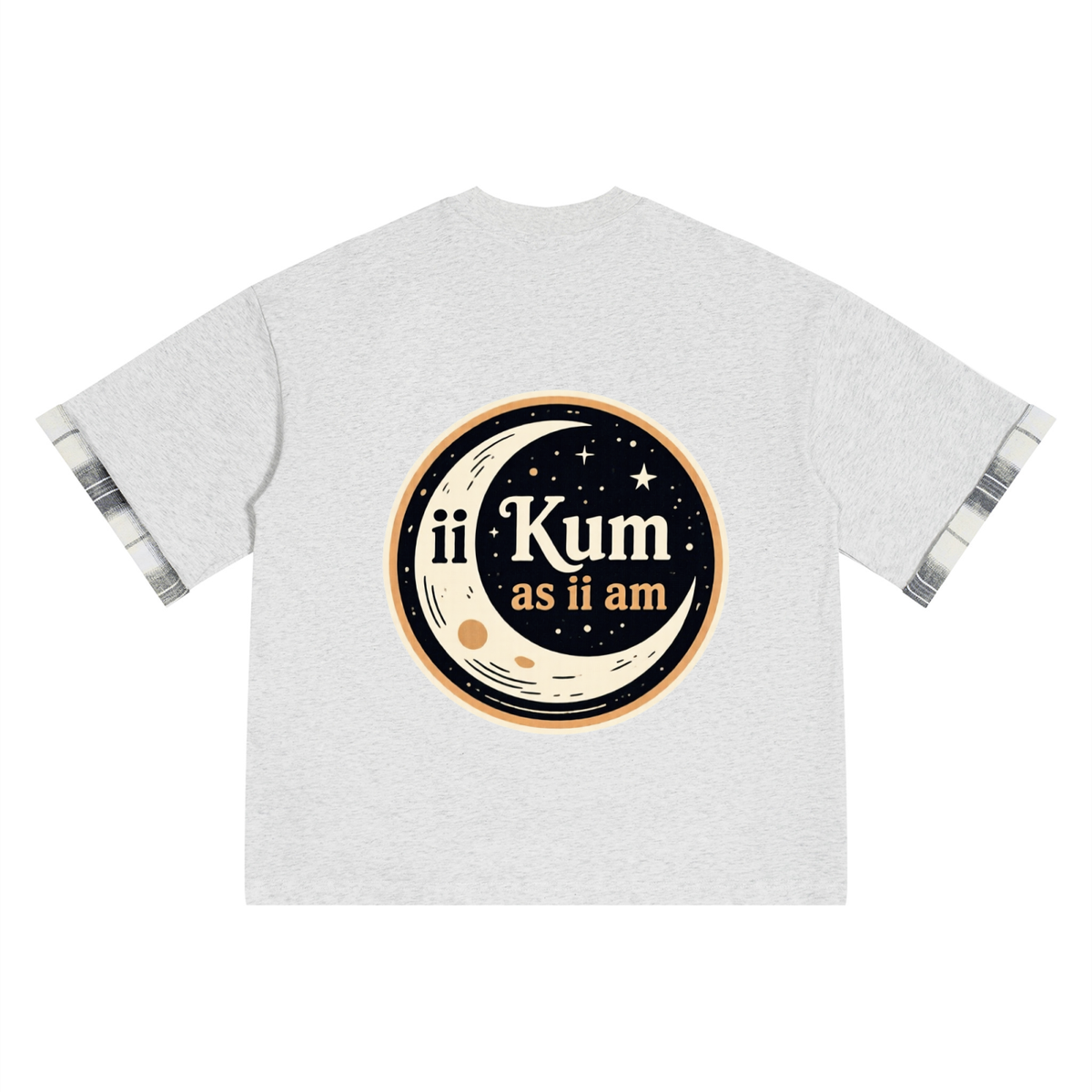 ii kum as ii am Unisex Plaid Paneled T-Shirt