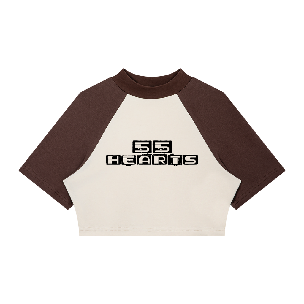 55 hearts Women’s Color Block Raglan Crop T-Shirt