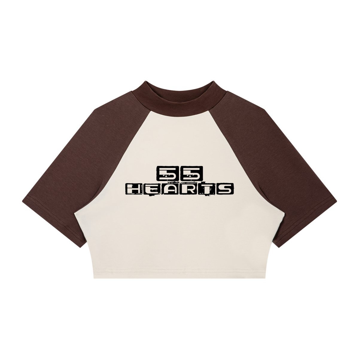 55 hearts Women’s Color Block Raglan Crop T-Shirt