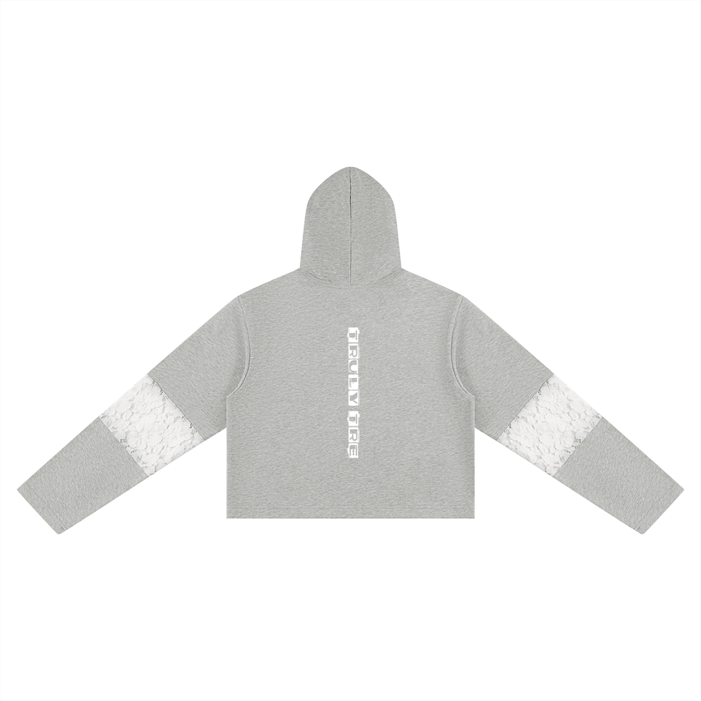 Truly tre Women’s Cropped Lace-Panel Hoodie
