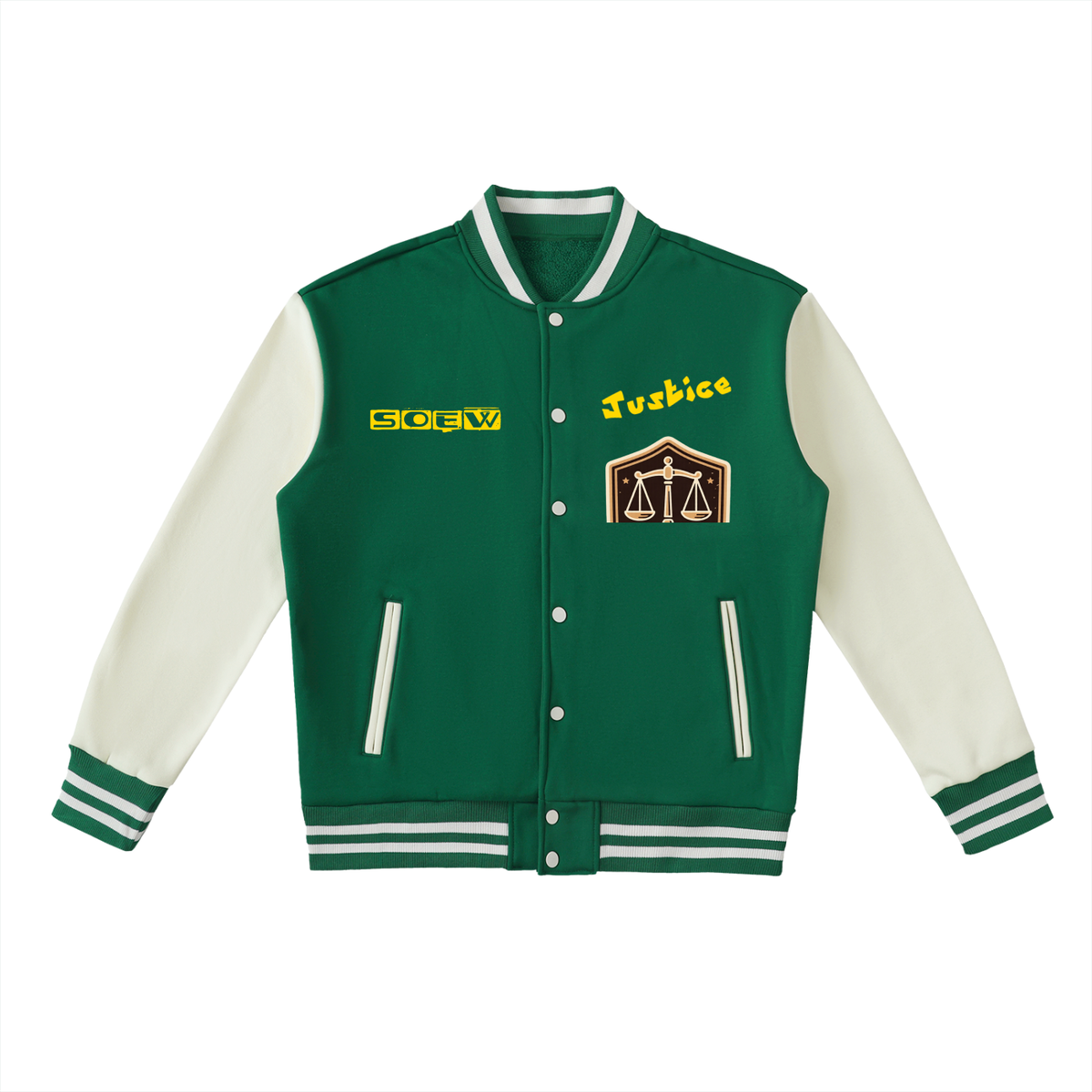 Justice Libra scale Two-Tone Fleeced Varsity Jacket