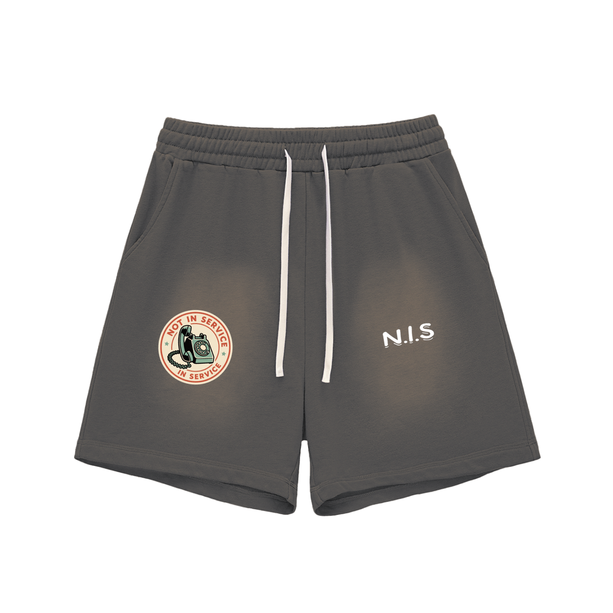 Men Not in Service Sun Fade Raw Edge Cotton Shorts
