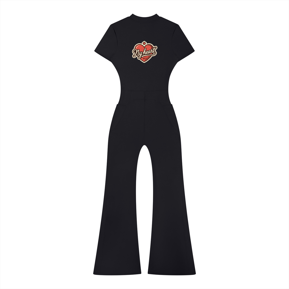 My heart Women’s Tight Flared Leg Quarter-Zip Jumpsuit
