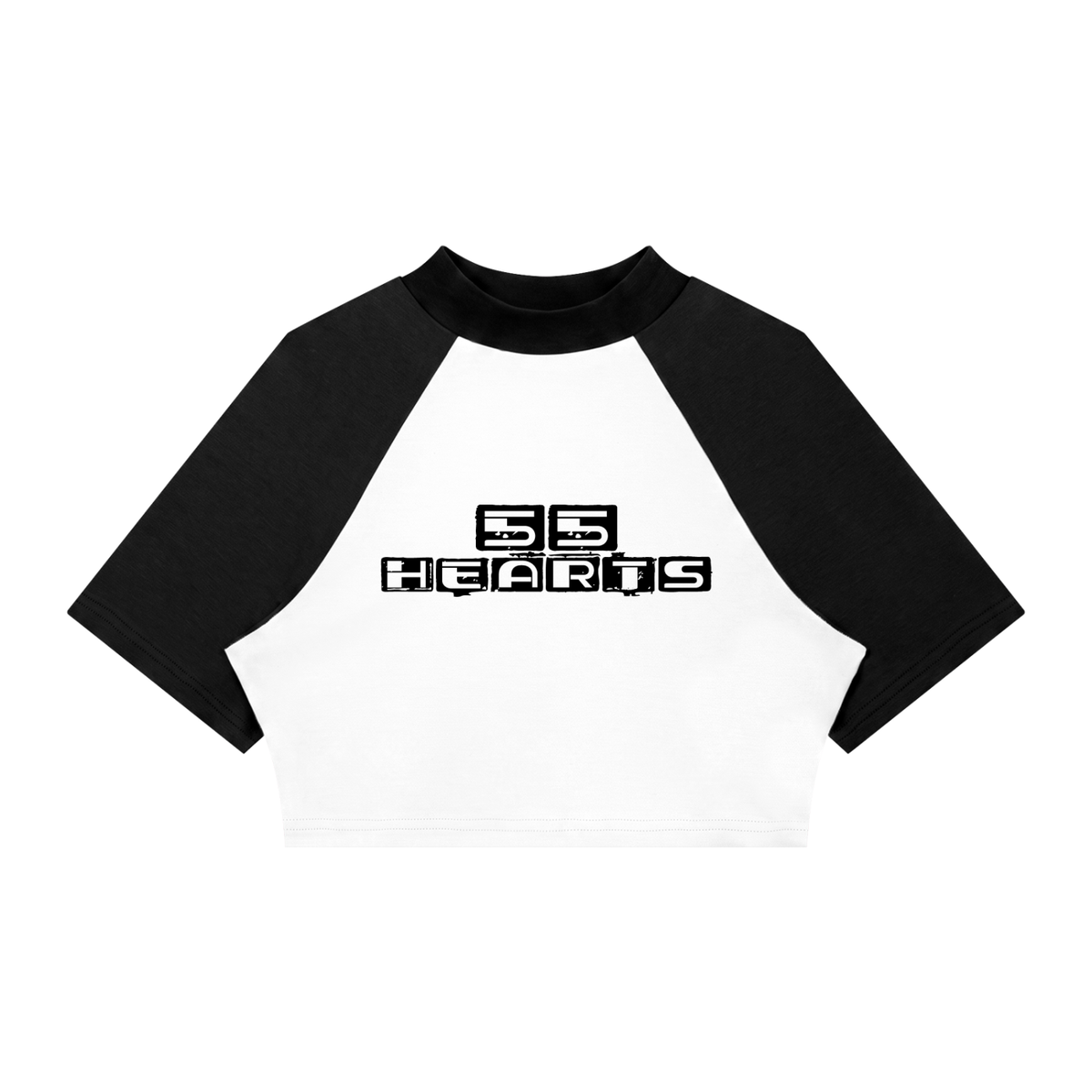 55 hearts Women’s Color Block Raglan Crop T-Shirt