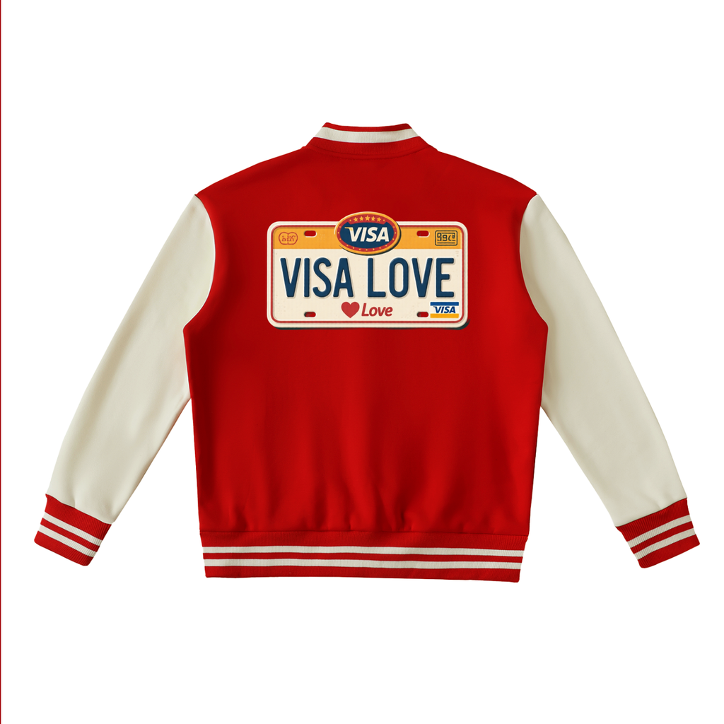 Visa Love Two-Tone Fleeced Varsity Jacket