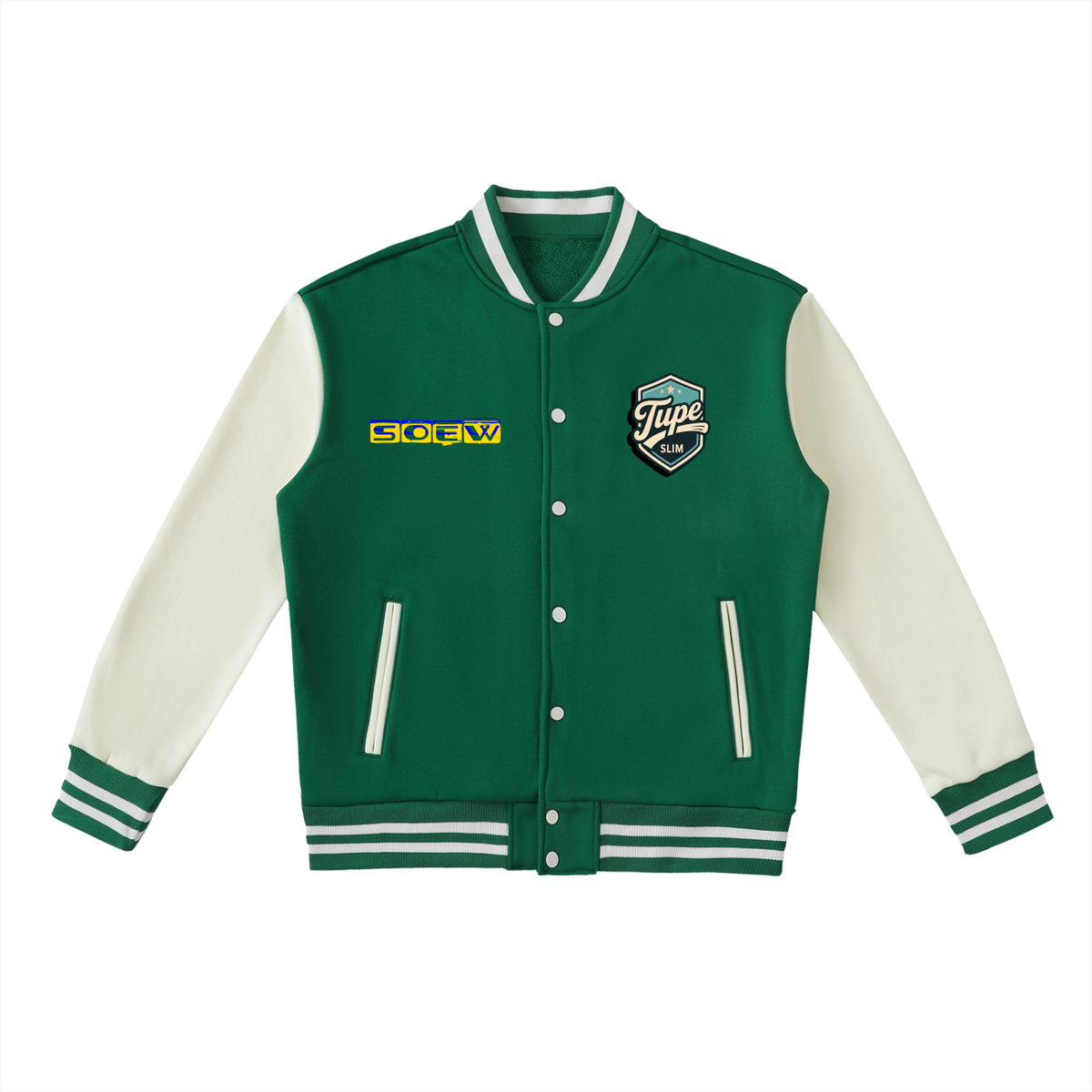 Tupe Slim Two-Tone Fleeced Varsity Jacket