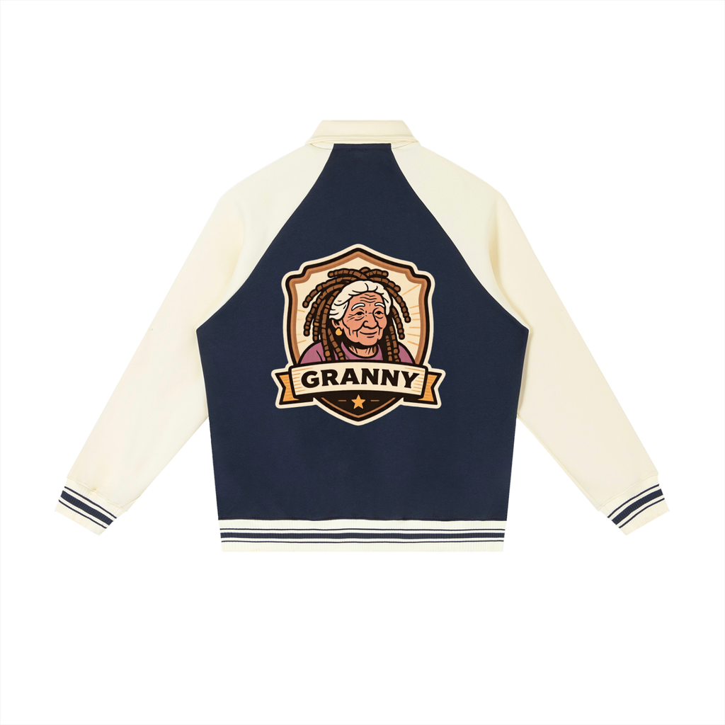 Granny baby Contrast Raglan Sleeve Baseball Jacket