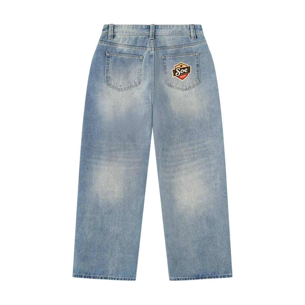 Soew Men’s Vintage Wash Denim Jeans