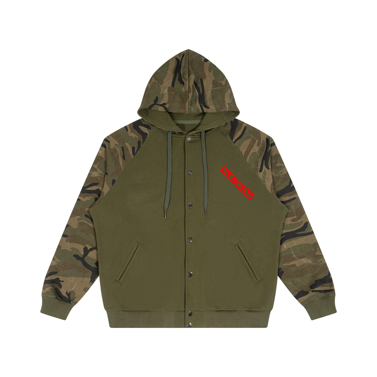 No fear Unisex Camo-Splice Raglan Zip Hoodie
