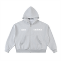 No face Fleeced Full-Zip Boxy Hoodie