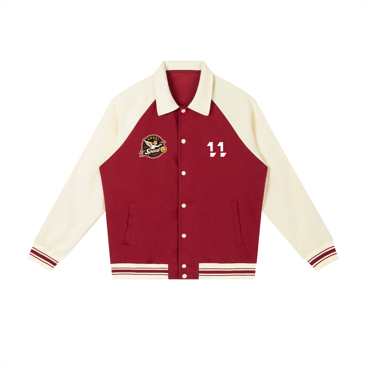 Angel speed  9/7/2026 <Raglan Sleeve Baseball Jacket