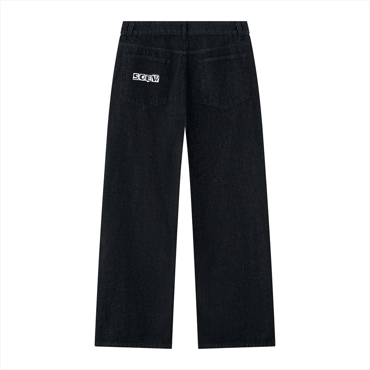 Soe Men's Vintage Wash Wide Leg Denim Jeans