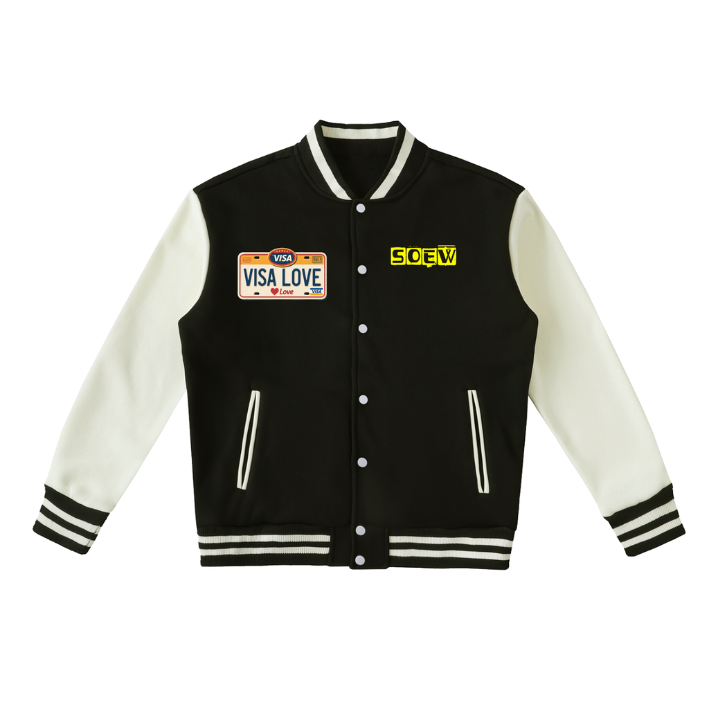Visa Love Two-Tone Fleeced Varsity Jacket