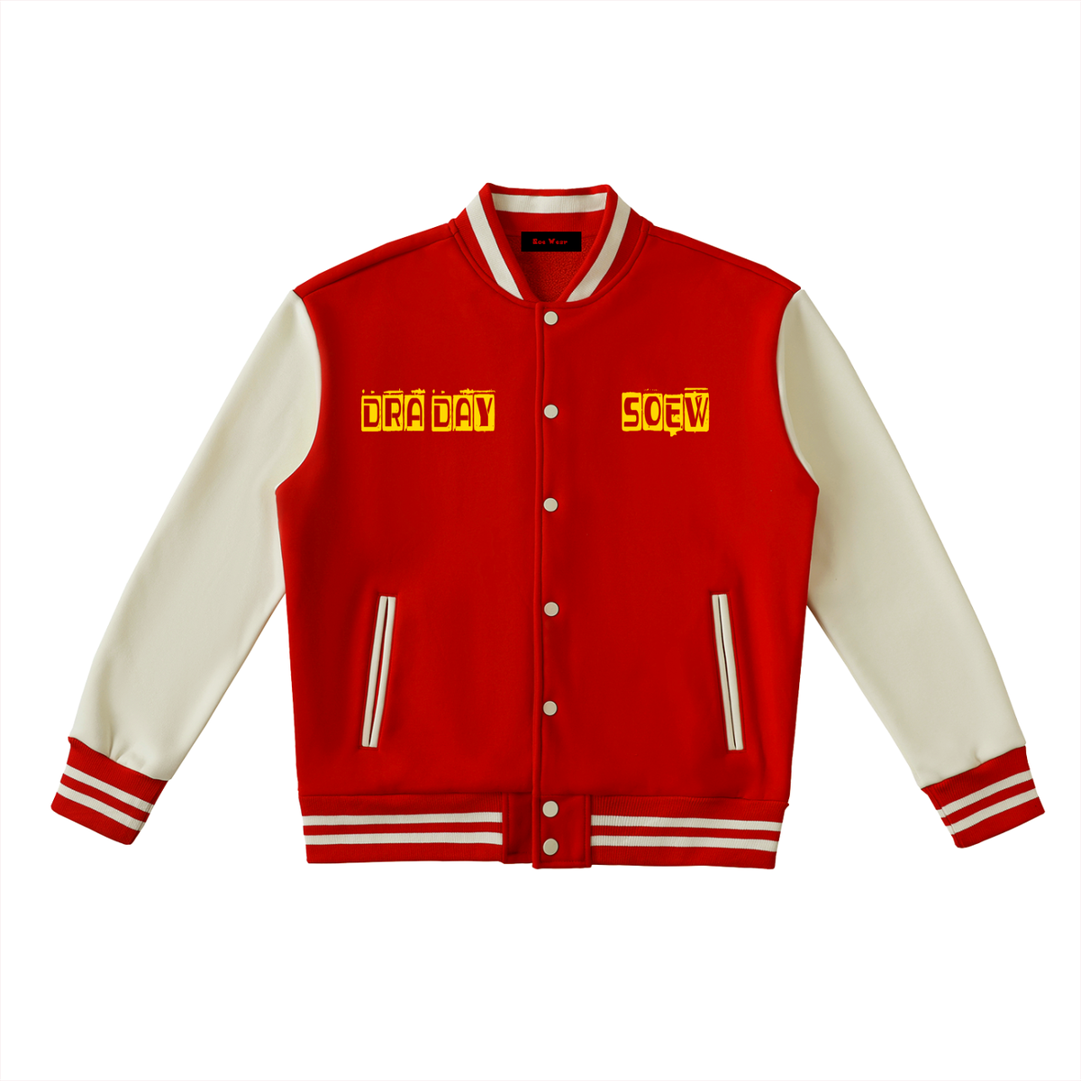 Dra day Two-Tone Fleeced Varsity Jacket