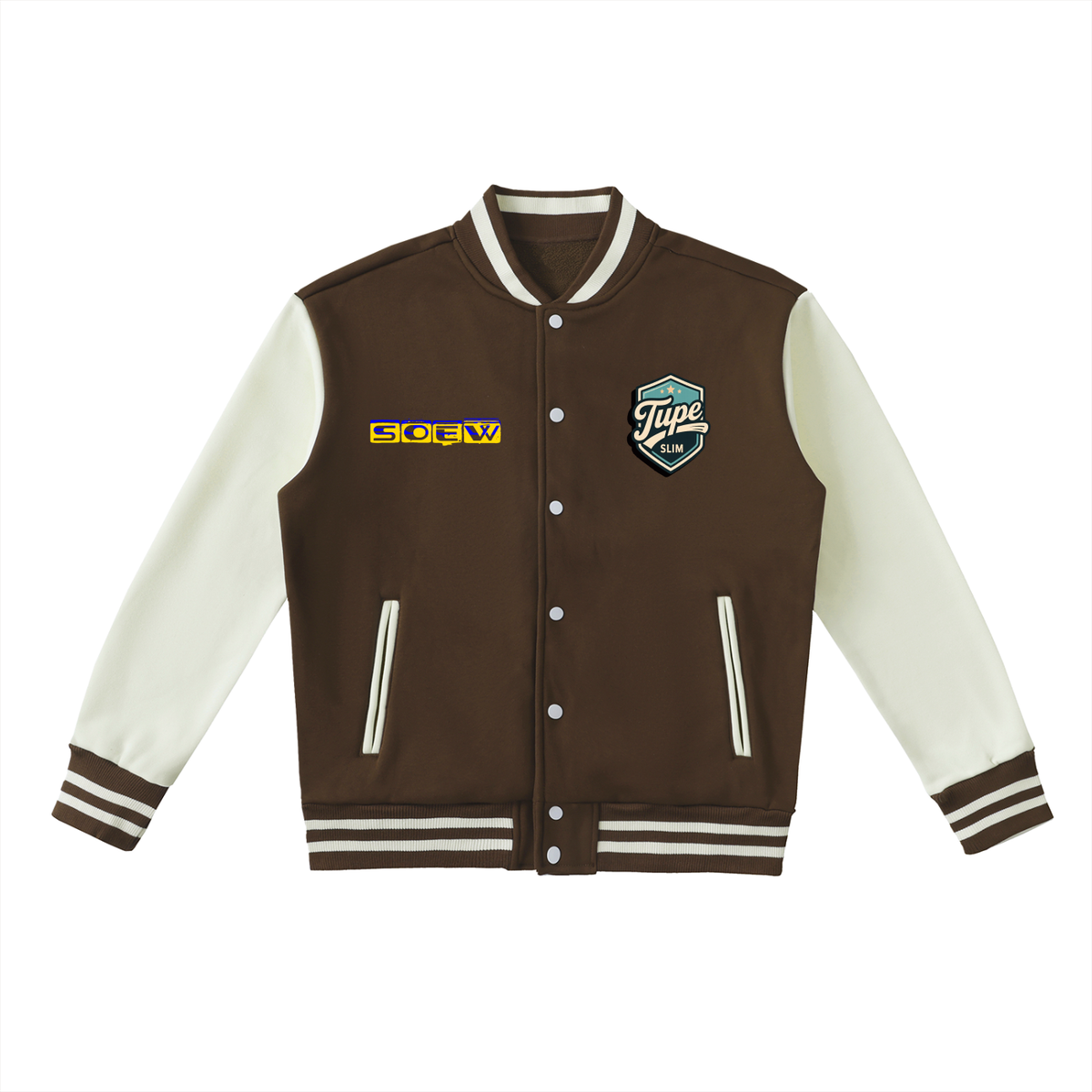 Tupe Slim Two-Tone Fleeced Varsity Jacket