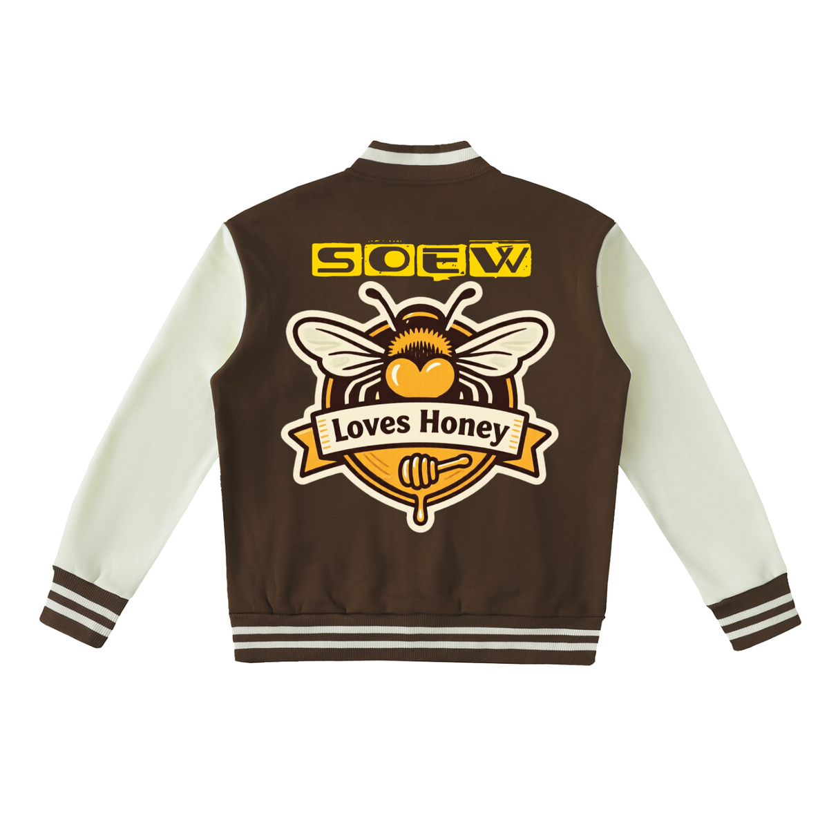 Bee's loves honey Two-Tone Fleeced Varsity Jacket