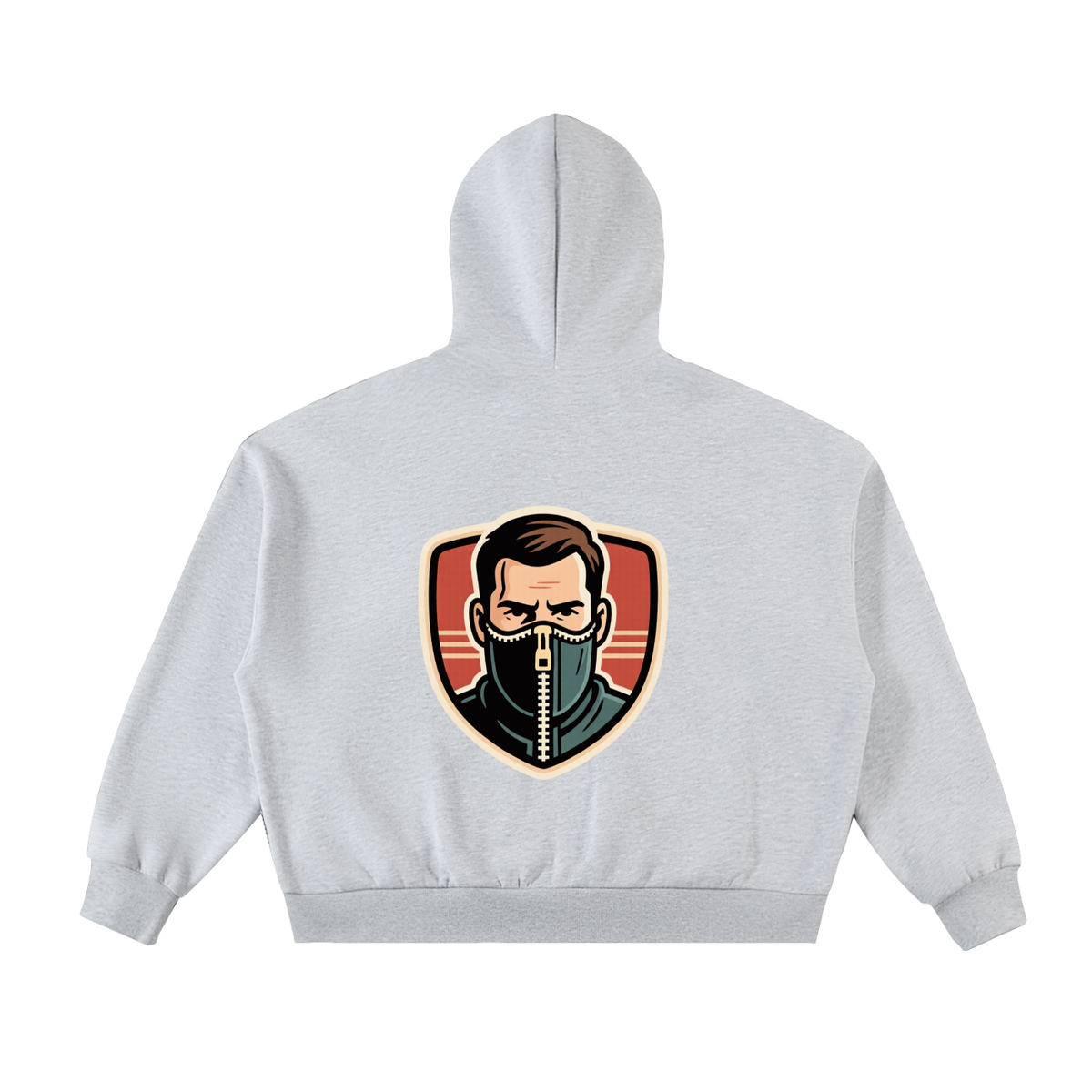 No face Fleeced Full-Zip Boxy Hoodie