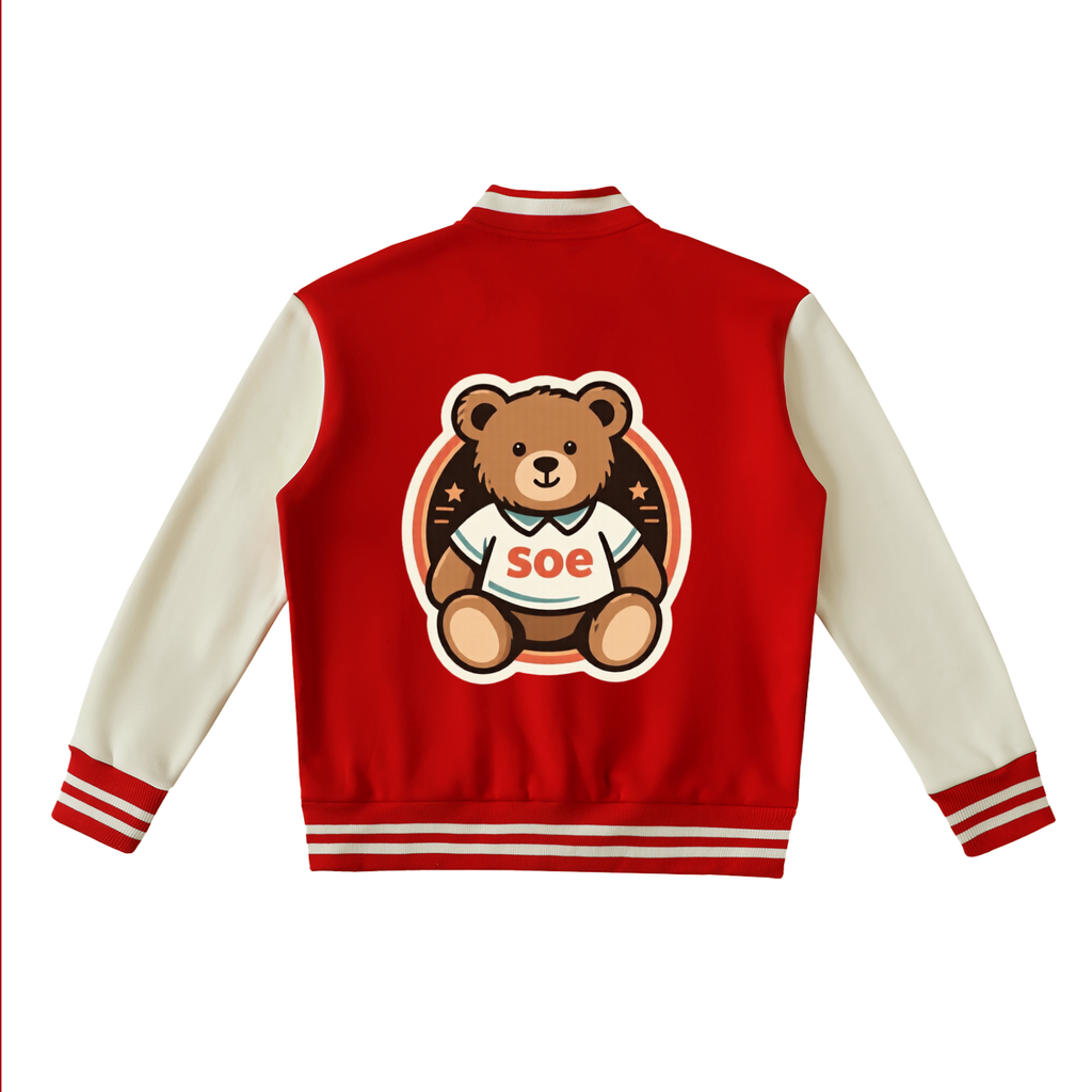 Soe bear Two-Tone Fleeced Varsity Jacket