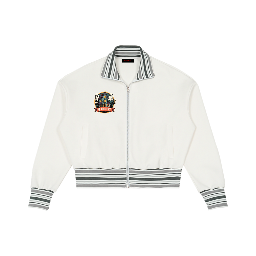 9 ghost Striped Rib Collar Zip Jacket