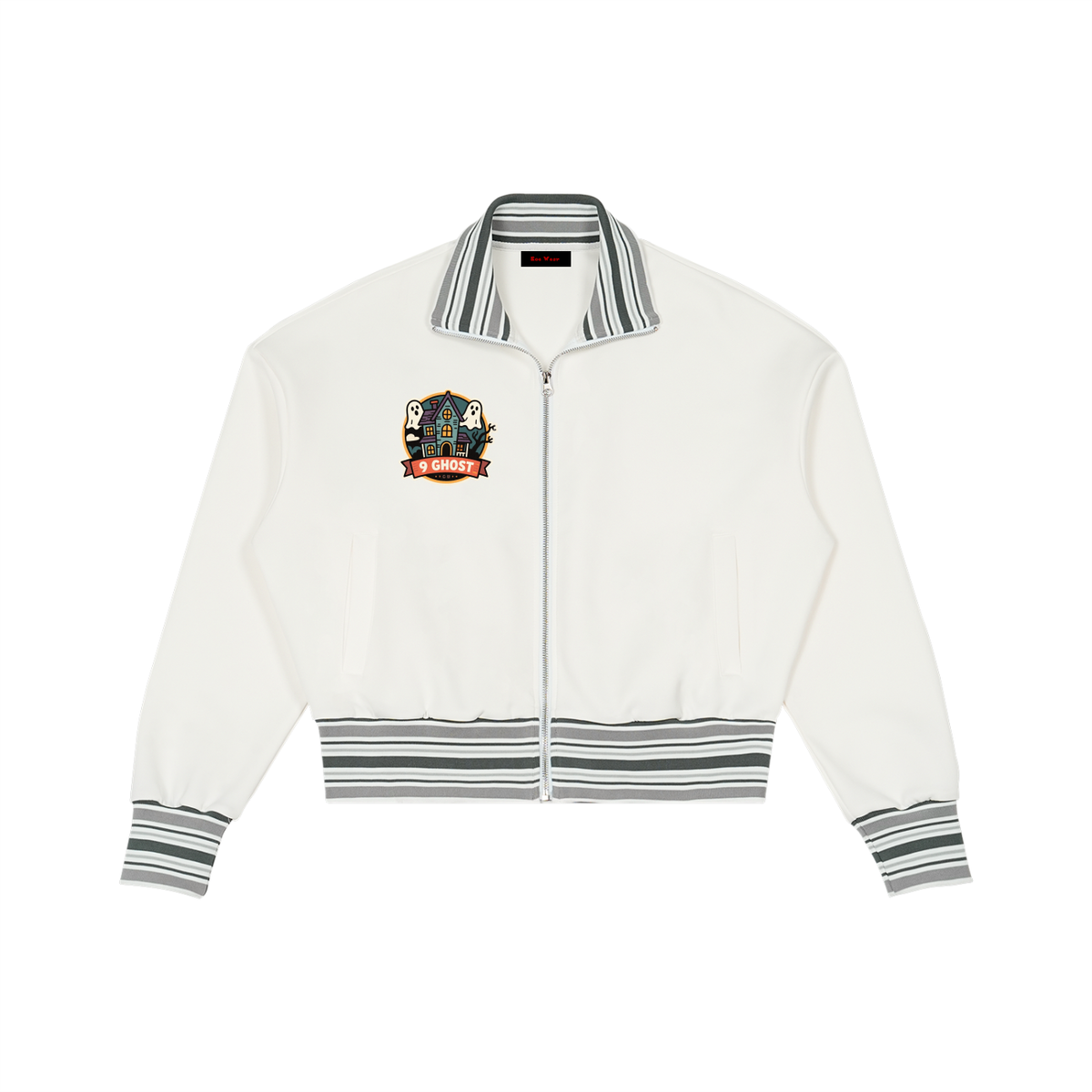 9 ghost Striped Rib Collar Zip Jacket