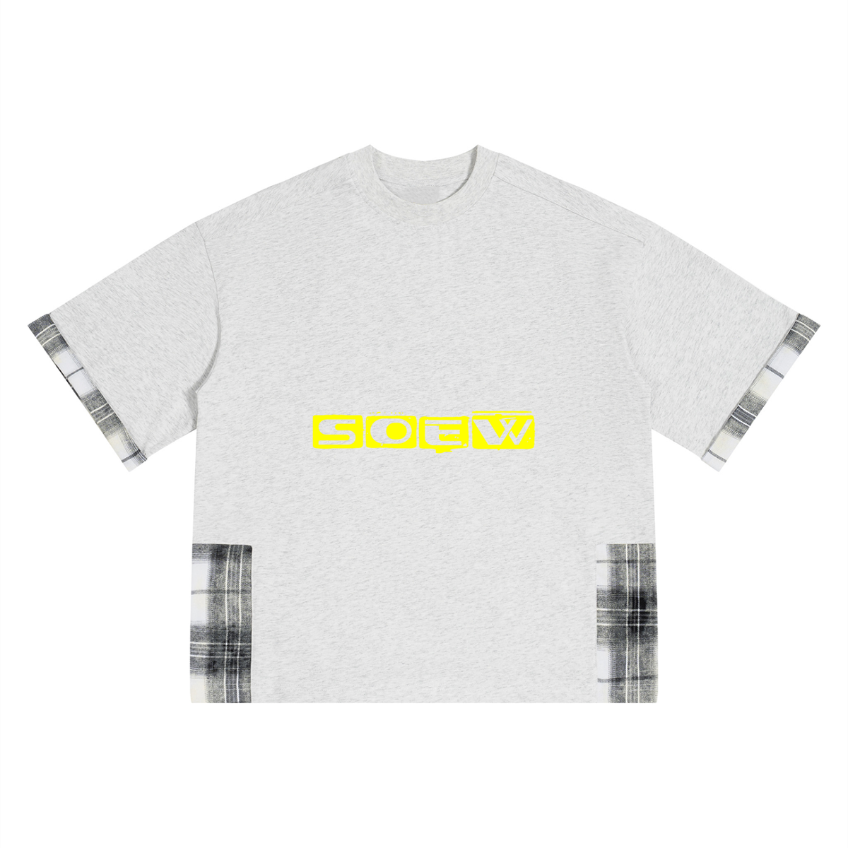ii kum as ii am Unisex Plaid Paneled T-Shirt