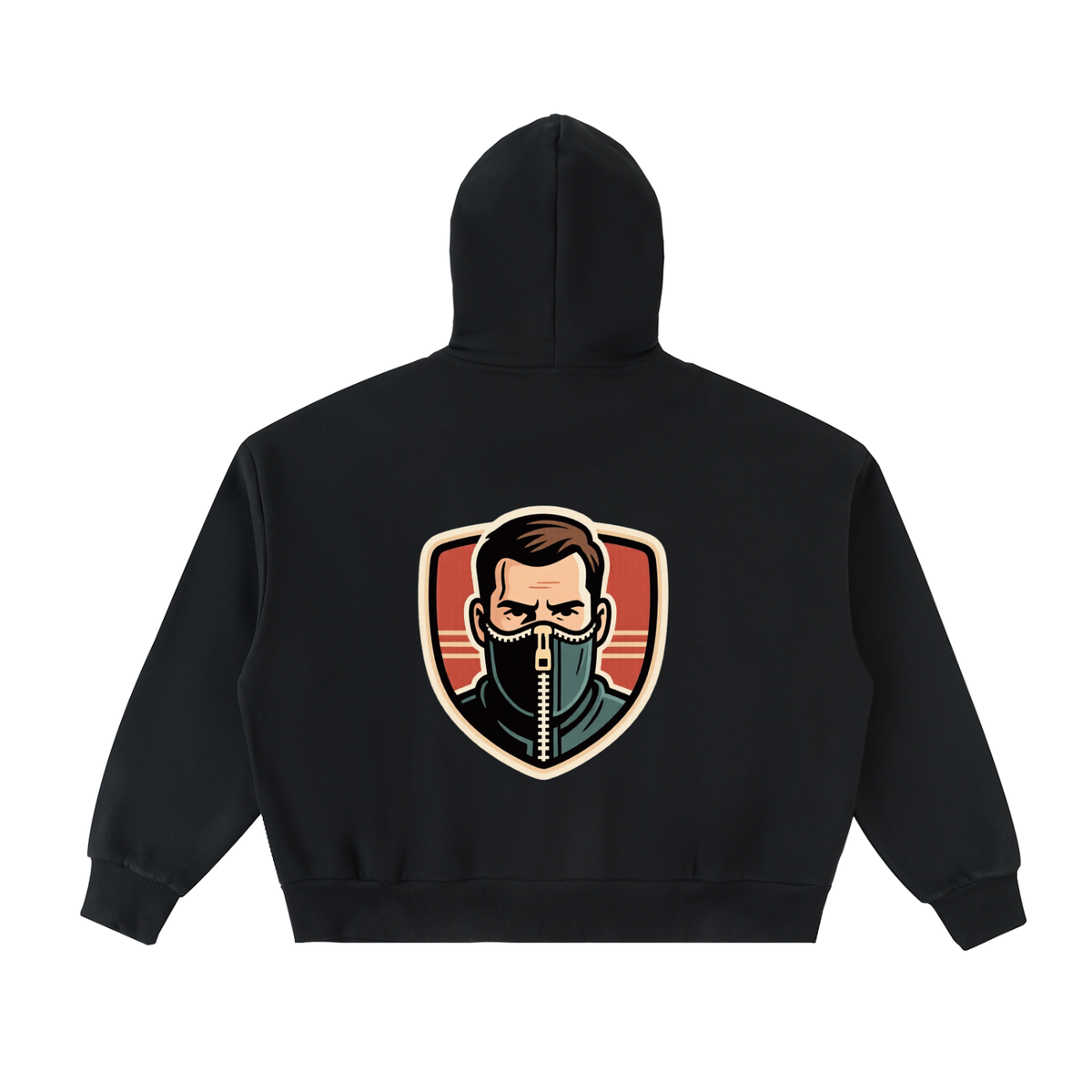 No face Fleeced Full-Zip Boxy Hoodie