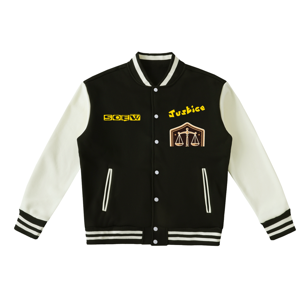 Justice Libra scale Two-Tone Fleeced Varsity Jacket