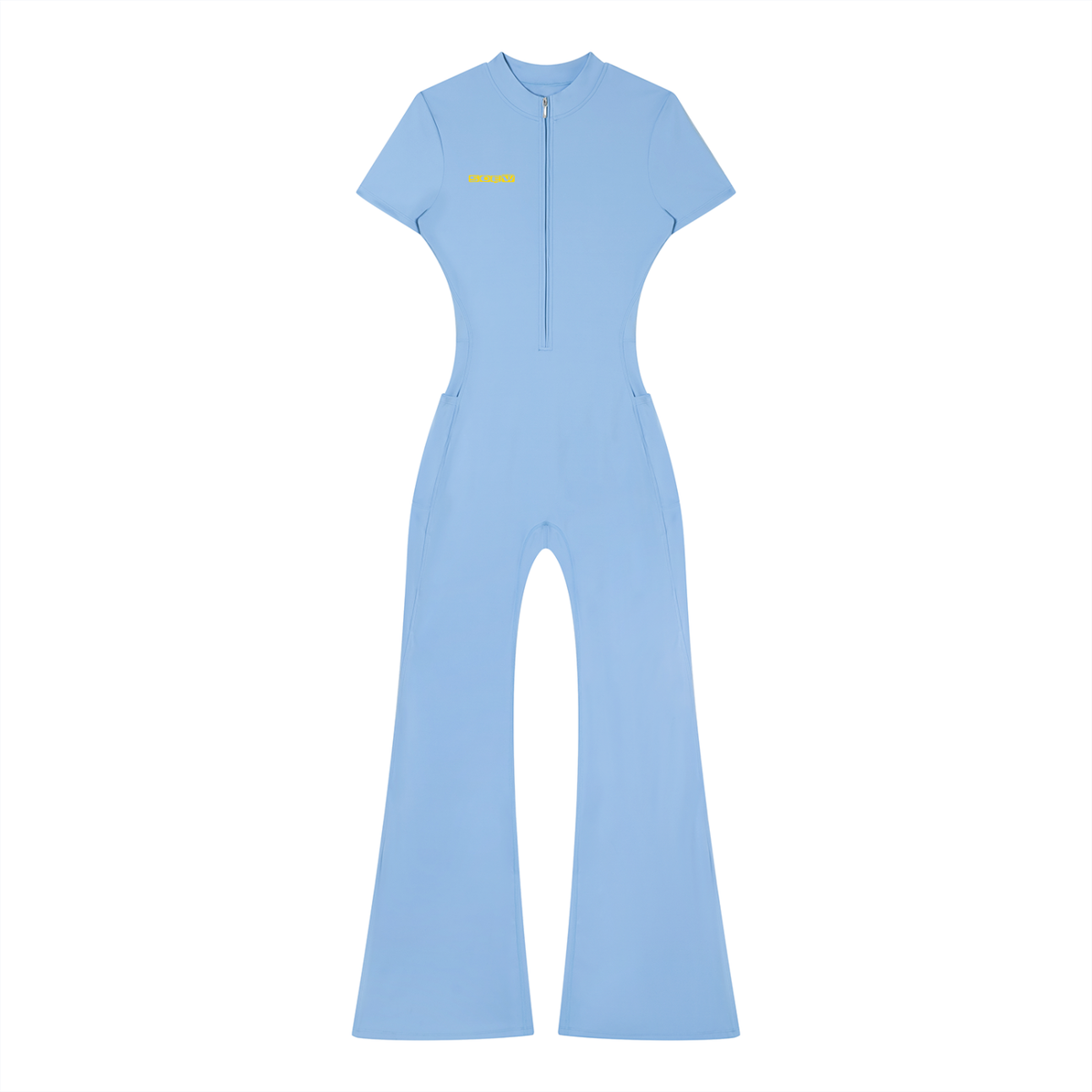 One two tre Women’s Tight Flared Leg Quarter-Zip Jumpsuit
