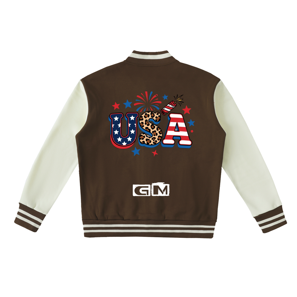 Two-Tone Fleeced Varsity Jacket