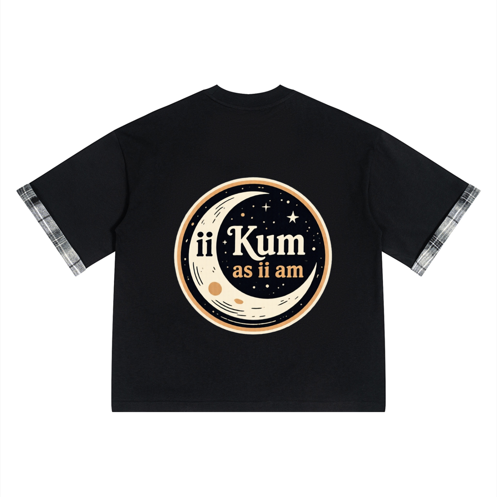 ii kum as ii am Unisex Plaid Paneled T-Shirt