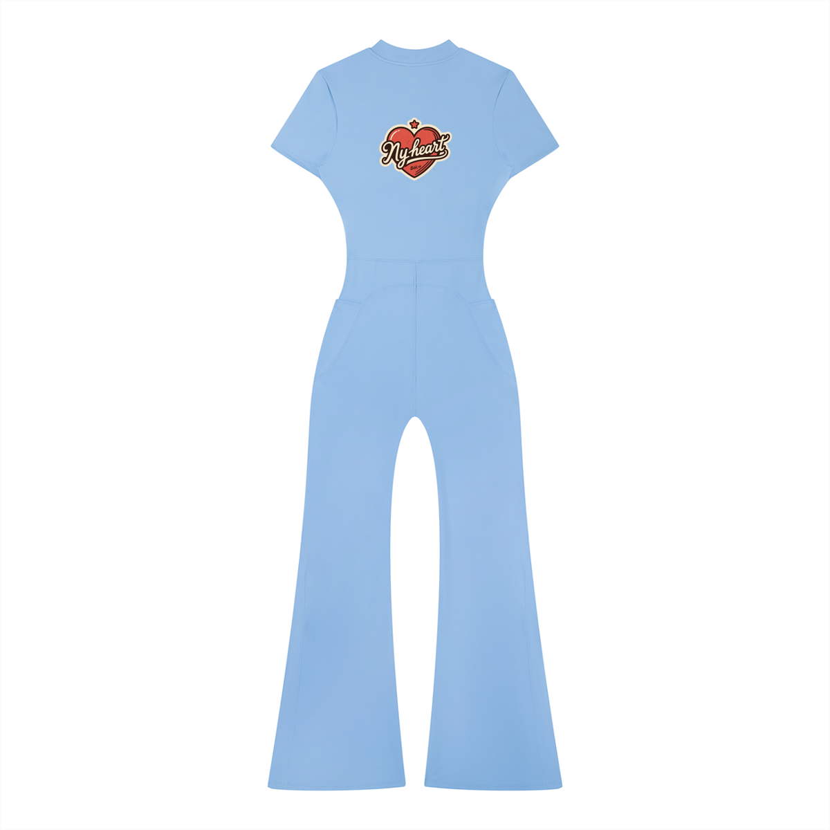 My heart Women’s Tight Flared Leg Quarter-Zip Jumpsuit