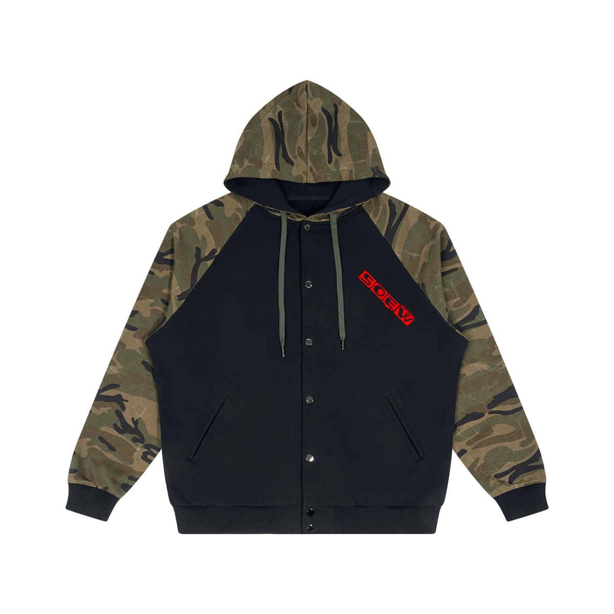 No fear Unisex Camo-Splice Raglan Zip Hoodie